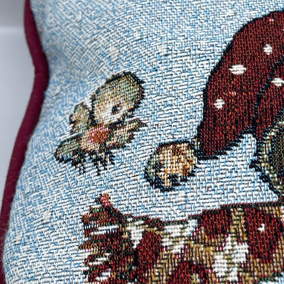Winter Scene Parent & child Snow People Needle Point Throw Pillow. 15.5” - Picture 7 of 10